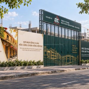 Hình ảnh pano hàng rào công trình dự án Hội An bằng bạt in UV chống xuyên sáng DanaWall
